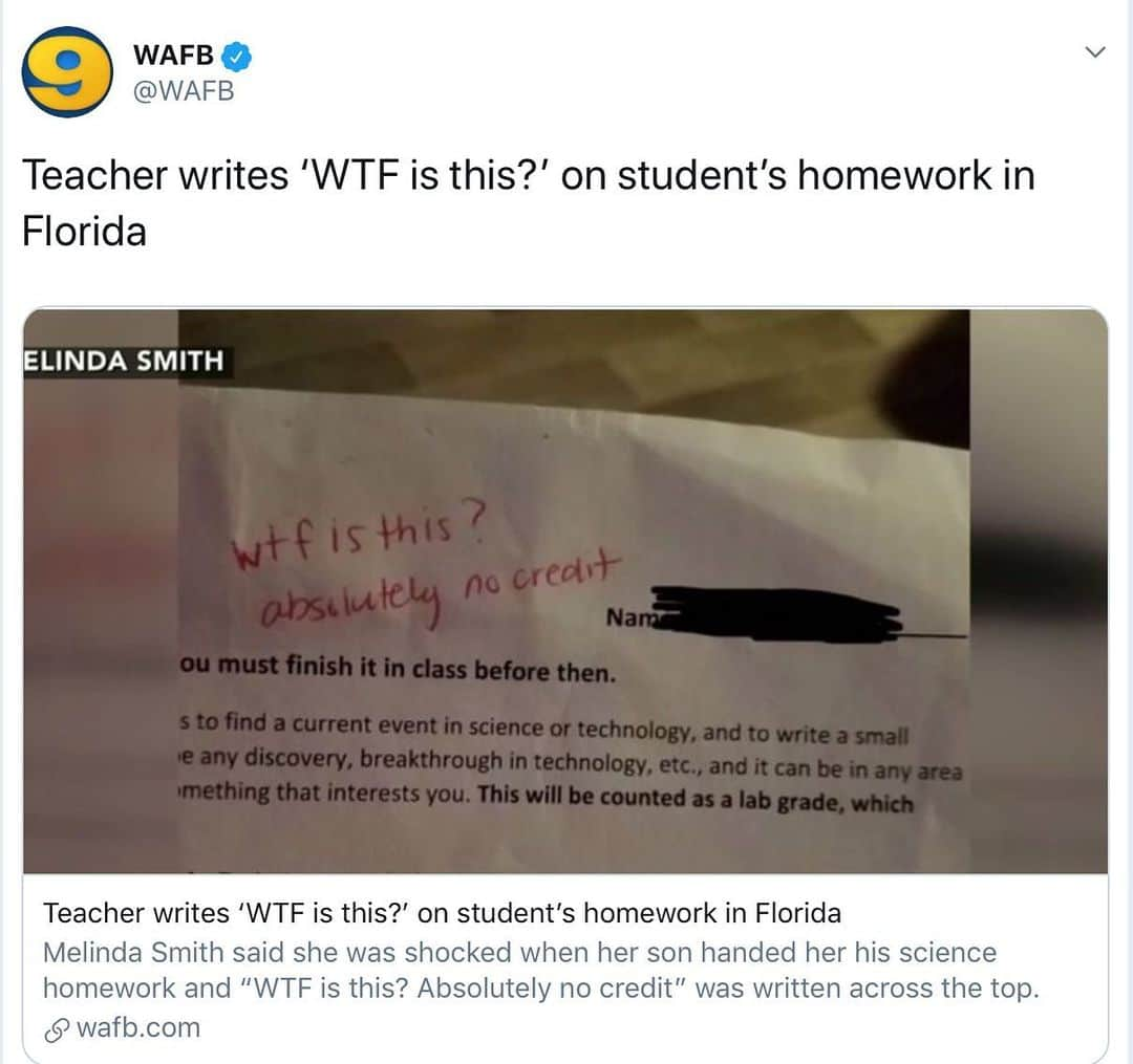 Taboo English®さんのインスタグラム写真 - (Taboo English®Instagram)「This can’t be the first time a teacher has ever written “WTF” in red atop a student’s work. 😂 (Especially in Florida.) • • • • #florida #wtf #education #news #whatthefuck #teacherappreciation #angryparentsbelike」5月30日 9時58分 - tabooenglish