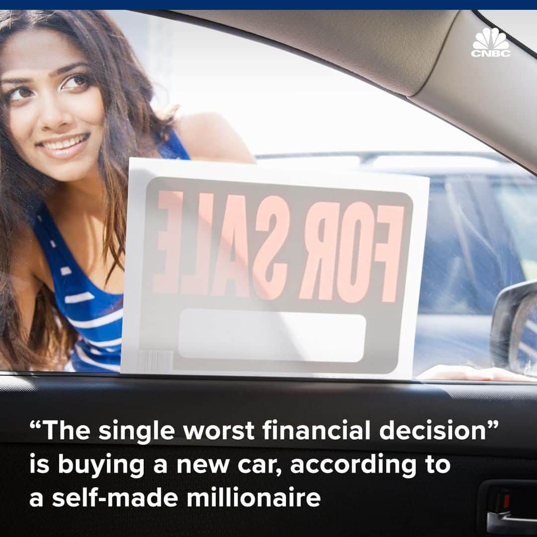 CNBCさんのインスタグラム写真 - (CNBCInstagram)「with @cnbcmakeit: A brand new car looks and smells good — but it’s never worth the price, says self-made millionaire and bestselling author David Bach.⁣⠀ ⁣⠀ “It’s the single worst financial decision millennials will ever make,” @davidlbach said.⁣⠀ ⁣⠀ That’s because the moment you drive it off the lot, the vehicle starts to depreciate: Your car’s value typically decreases 20% by the end of the first year and, in five years, it can lose 60% or more of its initial value.⁣⠀ ⁣⠀ You can read more on the smart way to buy a car, at the link in bio.⁣⠀ ⁣⠀ *⁣⠀ *⁣⠀ *⁣⠀ *⁣⠀ *⁣⠀ *⁣⠀ *⁣⠀ *⁣⠀ ⁣⠀ #bigbuy #bigpurchase #newcar #auto #davidbach #finances #decisions #personalfinance #money #save #drive #buyused #cars #cnbc #cnbcmakeit」5月30日 11時00分 - cnbc