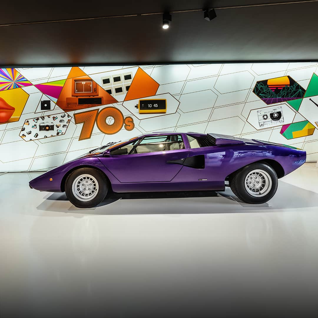 ランボルギーニのインスタグラム：「Future has already a story to tell. Come and visit Mudetec, our Museum of Technologies and discover where innovation can take you, at the speed of a Lamborghini Countach.  #Lamborghini #Countach #FutureShapers #Museum #LamborghiniMudetec」