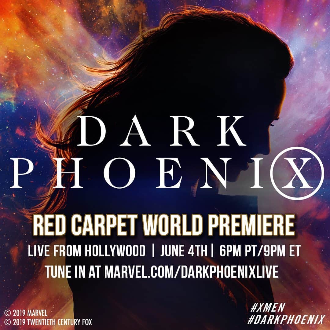 Marvel Entertainmentさんのインスタグラム写真 - (Marvel EntertainmentInstagram)「The Phoenix will rise. Join us from the Hollywood red carpet world premiere of "#XMen: #DarkPhoenix" on June 4th at 6pm PT/9pm ET! Tune in to our livestream for interviews with the cast and more: www.marvel.com/darkphoenixlive」5月31日 1時35分 - marvel