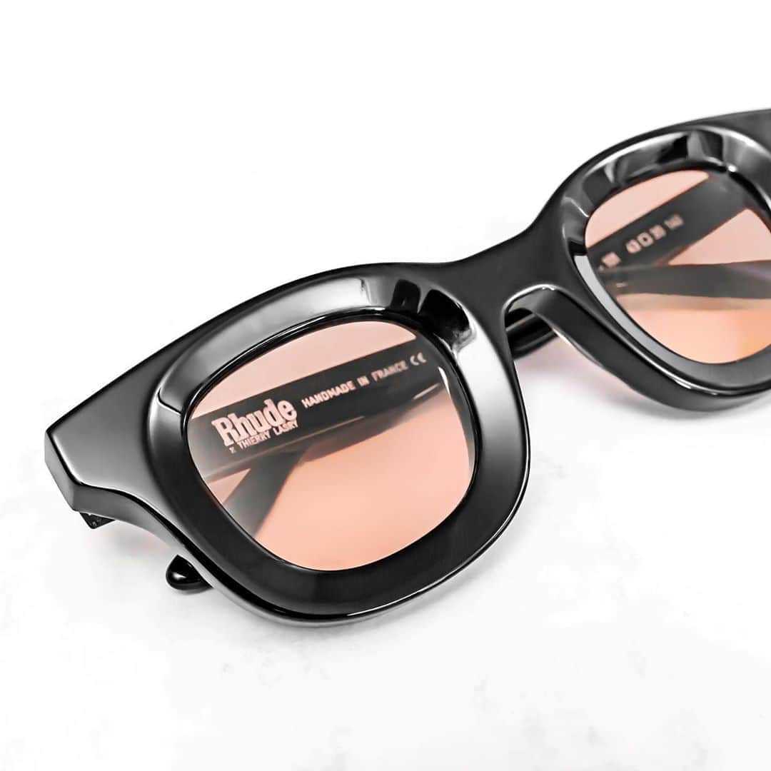 のインスタグラム：「the RHUDE x THIERRY LASRY “RHODEO” in Black Acetate w/ Light Pink Lenses ... #rhudexthierrylasry #thierrylasry @rhude #handmadeinfrance」