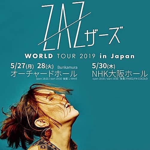 のインスタグラム：「2019.05.30 ZAZ World Tour 2019 in Japan。 ZAZの2年ぶりの来日。 変わらずパワフル、だけどチャーミングなパフォーマンス。 とても楽しかったです。 色々な曲を歌ってくれたけれど 彼女の原点はシャンソンなんだなと思いました。 ZAZはオススメの歌手です。  #ZAZ  #オーチャードホール  #フランス #🇫🇷 #シャンソン  #tmca鑑賞記録」