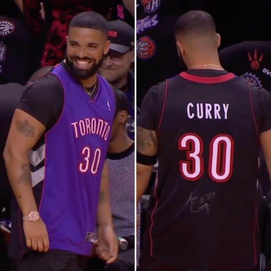 スポーツセンターさんのインスタグラム写真 - (スポーツセンターInstagram)「Drake rocking a signed Dell Curry Raptors jersey for Game 1 of the NBA Finals.」5月31日 9時42分 - sportscenter