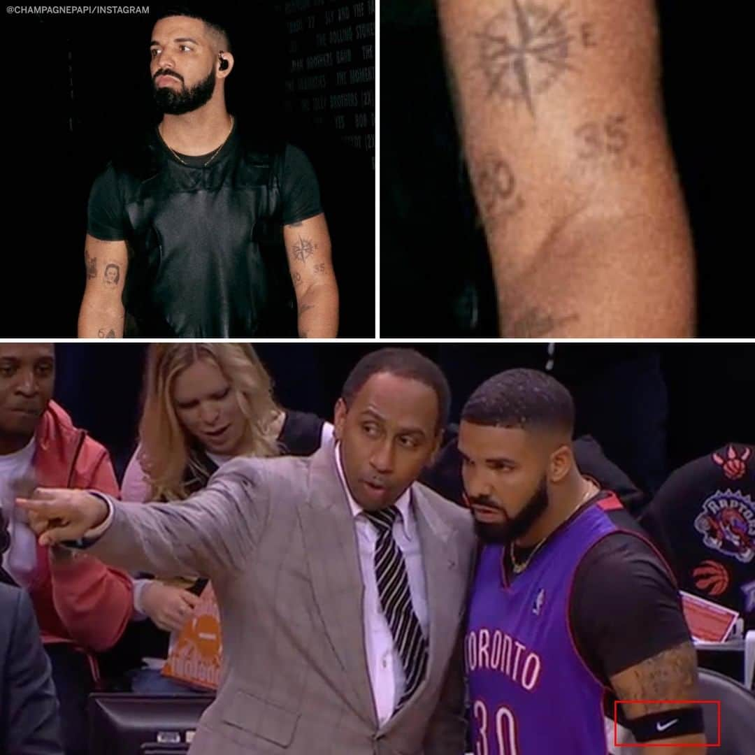 スポーツセンターさんのインスタグラム写真 - (スポーツセンターInstagram)「@champagnepapi appeared to cover up his Steph Curry and Kevin Durant tattoos for Game 1 of the #NBAFinals」5月31日 10時08分 - sportscenter