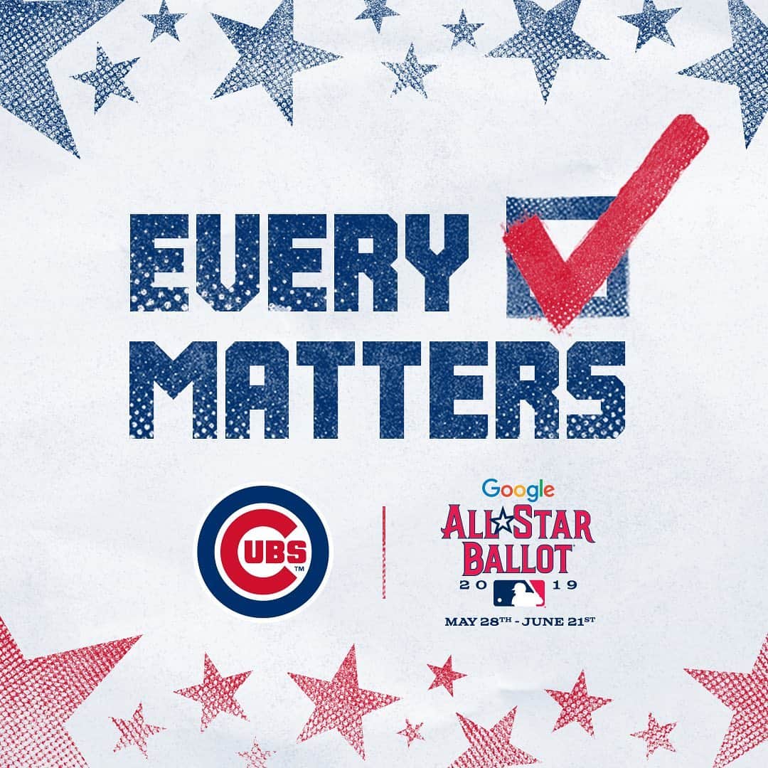 シカゴ・カブスさんのインスタグラム写真 - (シカゴ・カブスInstagram)「Every vote matters (5️⃣ times daily) and we want #EverybodyIn! #VoteCubs Cubs.com/Vote」5月31日 2時40分 - cubs