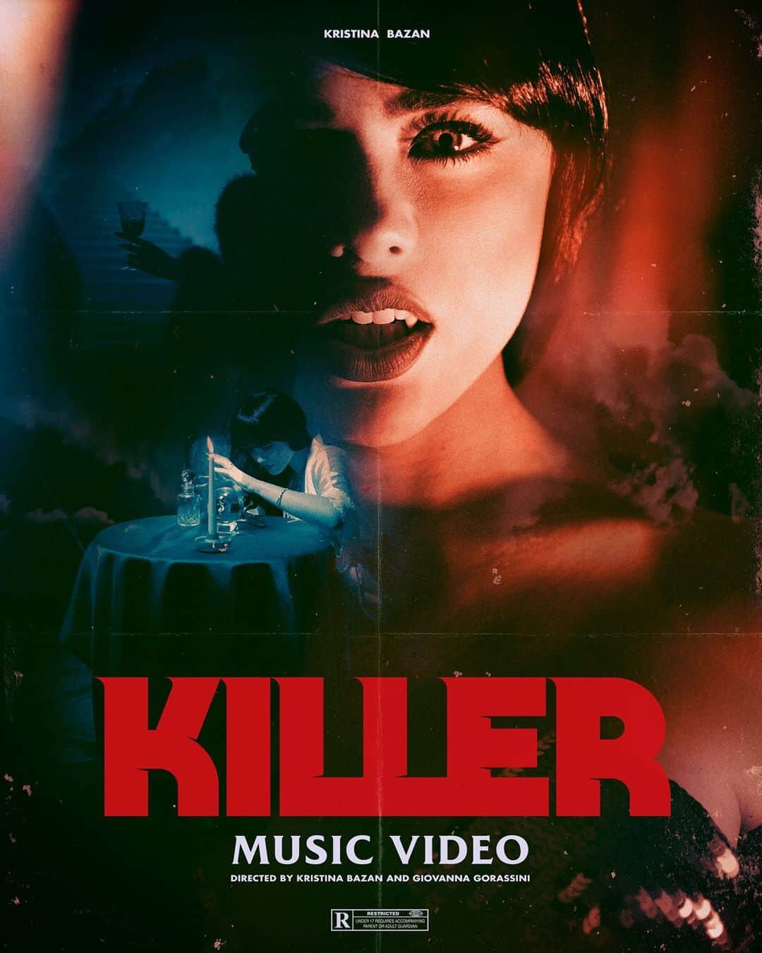 クリスティナ・バザンのインスタグラム：「Second poster for « KILLER », the music video now on Youtube / Link in bio box ⚡️ @giovanna_gorassini @hvhproductions @bertrandmarin @ben_mcconnell @nicolasfbn @kandioura_fissourou @e47records - Photography @elisaparron Edit @apnotamber」