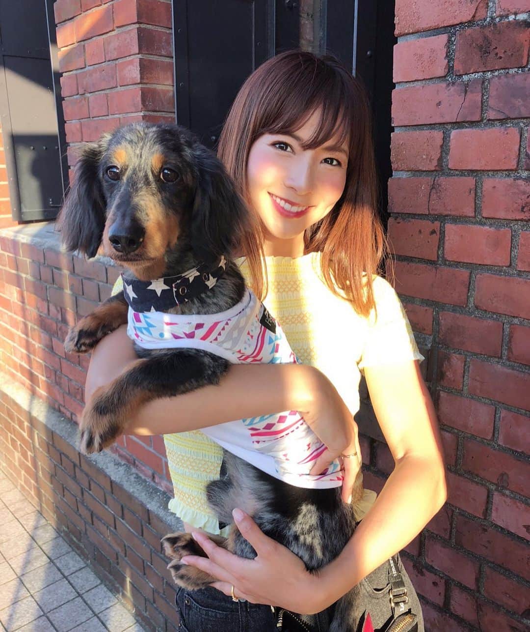 のインスタグラム：「🐶♡ ウォルトくんが恋しい(´•ω•̥`) 週末は一緒にお出かけしよう😢🌼 #dogwear #FINEDS ＊  #dog #dogsofinstagram #miniaturedachshund #dachshund #silverdapple  #犬 #わんこ #愛犬 #ウォルト #可愛い #防虫ウェア #バンダナ #阪本智子」