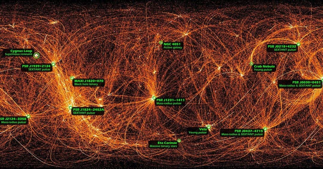 国際宇宙ステーションさんのインスタグラム写真 - (国際宇宙ステーションInstagram)「22 months of X-ray data of the whole sky were imaged from the Neutron Star Interior Composition Explorer (NICER) aboard the station. Experiment results could inform GPS-like navigation of our solar system. Swipe to pic 2 for labels describing astronomical phenomena. #star #universe #xray #astronomy #nasa #international #space #station」5月31日 6時29分 - iss