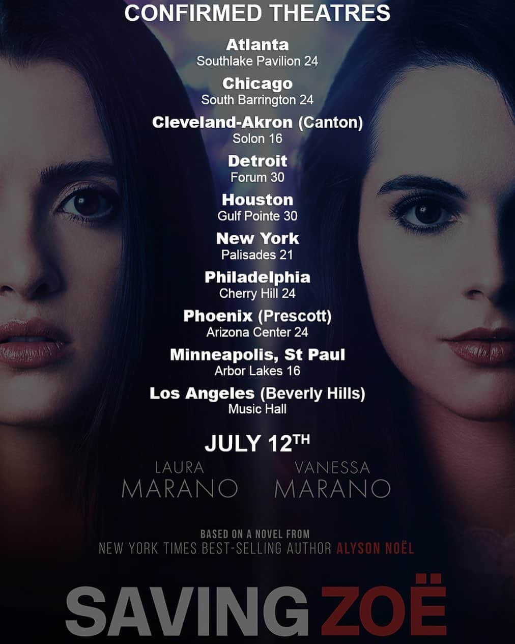 ヴァネッサ・マラーノさんのインスタグラム写真 - (ヴァネッサ・マラーノInstagram)「Here are the #SavingZoe confirmed  theaters. Out July 12! Get ready! 😏 #savingzoemovie」5月31日 6時26分 - vanessamarano