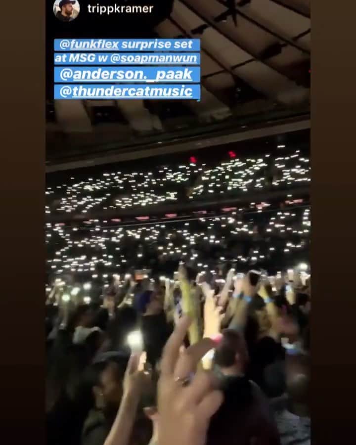 ファンクマスター・フレックスのインスタグラム：「FunkFlex on the set!!! @anderson._paak Concert!!! Madison Square Garden!!! 15,000 deep!!! I’m killing these arenas!!!! @litdigitaldjs !!!!! Through the eyes of : @trippkramer」