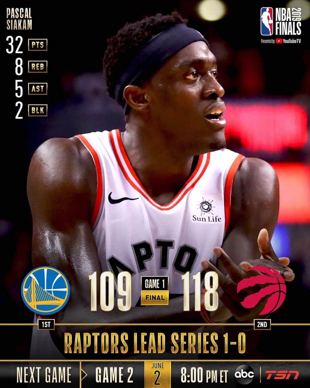 NBAさんのインスタグラム写真 - (NBAInstagram)「The @raptors take 1-0 #NBAFinals lead with 118-109 home victory!」5月31日 13時05分 - nba