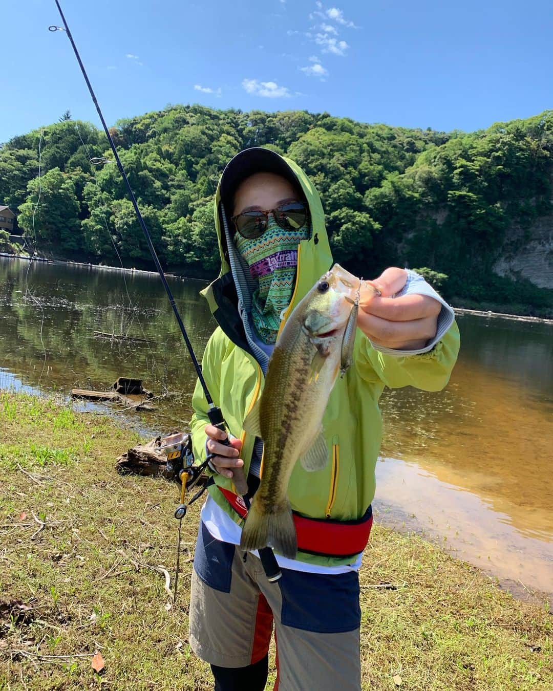 のインスタグラム：「昨日 早朝からお昼過ぎまで 行ってきました〜〜✌🏻✌🏻✌🏻 三島湖✌🏻 カンゼンボウビ🔥で失礼します（笑） 釣果は、  3ぴき！ 序盤はバスさんたち、 上のほう見てるなと思ったので プロペラ付きのルアーに変えて 表層引いてみたら、きました！！ やったー！  その後はワーム。 次はボートを借りてサイズアップをねらおうっ  ご褒美満足リフレッシュ釣行でした😆 . ザクトクラフトの酒盗パワー 用意してたらきっともっと釣れたな🤔 . #バスフィッシング #三島湖 #スピニング #ステルスペッパー #ベイト #各ワーム #fishing」