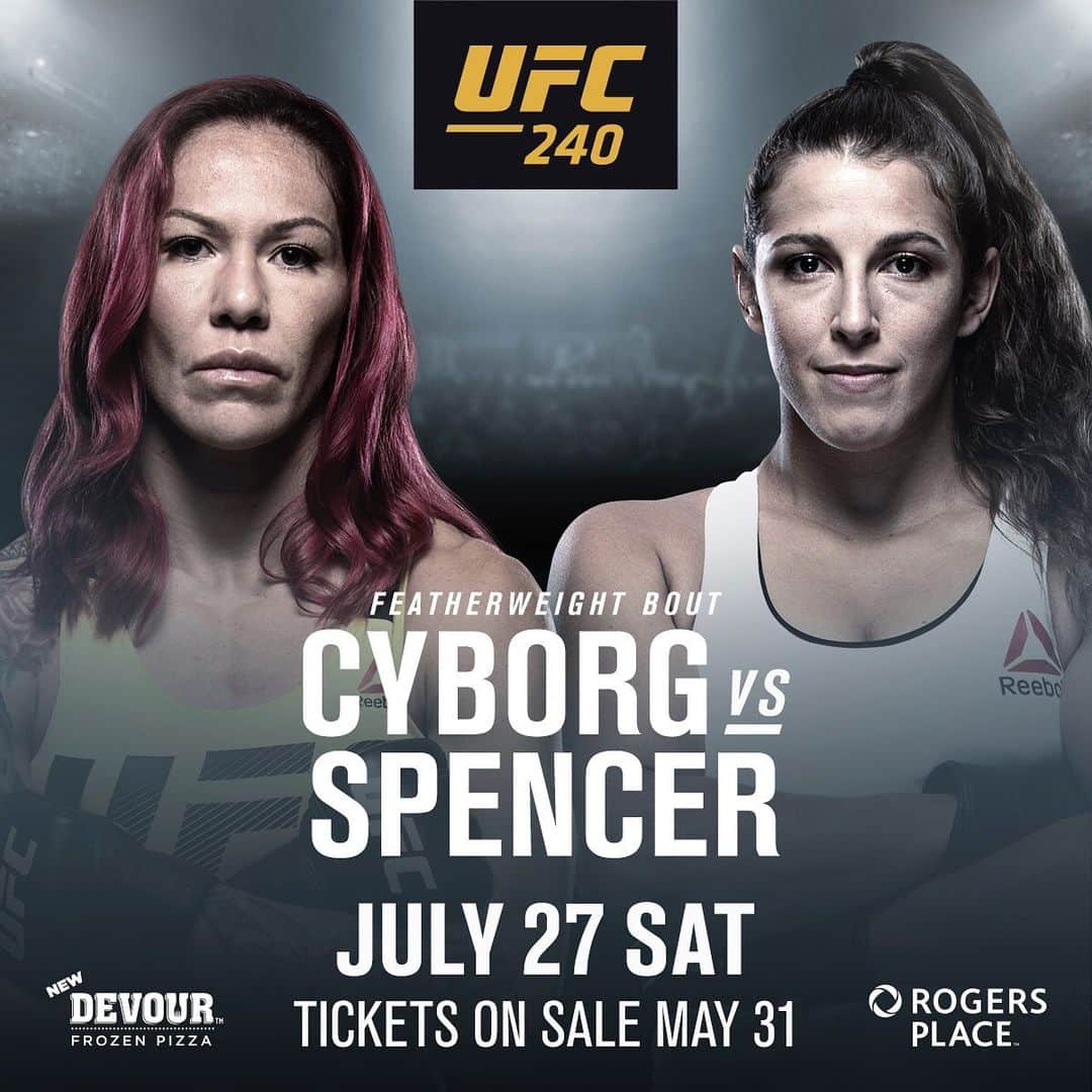 UFCさんのインスタグラム写真 - (UFCInstagram)「CYBORG IS BACK!! She'll face 🇨🇦Felicia Spencer in July! #UFC240」6月1日 4時08分 - ufc