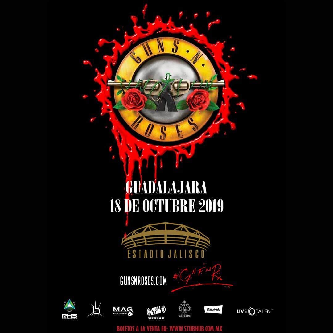 Guns N' Rosesさんのインスタグラム写真 - (Guns N' RosesInstagram)「Mexico, we’re coming for you - TWO shows this October:  18th October @ Estadio Jalisco in Guadalajara.  Get on the Nightrain for first shot at tickets beginning 13 June. Public onsale will be 14 June. ———————————————————————20th October headlining Fronterizo Fest @ Estadio Caliente in Tijuana 🇲🇽 Fronterizo Fest tix are on sale now (link in story)」6月1日 4時25分 - gunsnroses