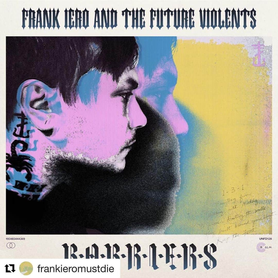 ジェラルド・ウェイさんのインスタグラム写真 - (ジェラルド・ウェイInstagram)「Check it out! Psyched!  #Repost @frankieromustdie with @get_repost ・・・ i have been waiting a while to say these words... but my third solo record, Barriers, made with the most amazing people @dick_douglas @tuckerrule @thesituationist & @kayleighgolds in the Future Violents is out today on @unfdcentral ! Thank you from the top of my heart and the bottom of my soul to everyone that made this possible! so much love for all of you! @cahertyny @mattgalle & Paolo @geoff.meall & Clare @electricalaudio @westwestsidemusic @fcald Luke & Ben @unfdcentral Patrick, Reybee Inc, @thelittlesthc Carmen & Shana, and Stacy!」6月1日 4時59分 - gerardway