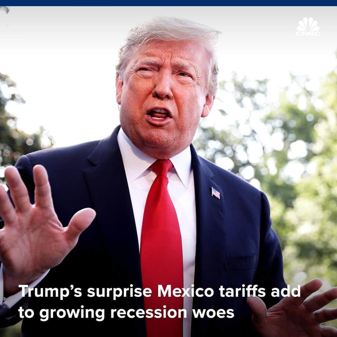 CNBCさんのインスタグラム写真 - (CNBCInstagram)「Investors fear that President Trump’s surprise threat of tariffs on all Mexico imports, amid a worsening trade war with China, could risk sending the U.S. economy into a recession.⠀ ⠀ Trump first announced the Mexico tariffs on Twitter.⠀ ⠀ The U.S. will impose a 5% tariff on all Mexican imports from June 10 — and duties of up to 25% will be added in the coming months if Mexico does not take action to “reduce or eliminate the number of illegal aliens” crossing into the U.S., the White House said Thursday.⠀ ⠀ The new duties question the fate of the recently negotiated deal between the U.S., Canada and Mexico.⠀ ⠀ The closely watched 10-year Treasury yield dropped to lows not seen since 2017. ⠀ ⠀ How will markets respond? The latest, at the link in our bio. ⠀ *⠀ ⠀ *⠀ *⠀ *⠀ *⠀ *⠀ *⠀ *⠀ #mexico #unitedstates #usa  #internationalrelations #trade #tradewar #tariffs #policy #tradepolicy #trump #trumpadministration #business #news #economics #businessnews #stockmarket #stocks #marketdata #data #investing #portfolio #tradertalk #money #trading #wealth #wallstreet #wallst  #cnbc ⠀」5月31日 21時12分 - cnbc