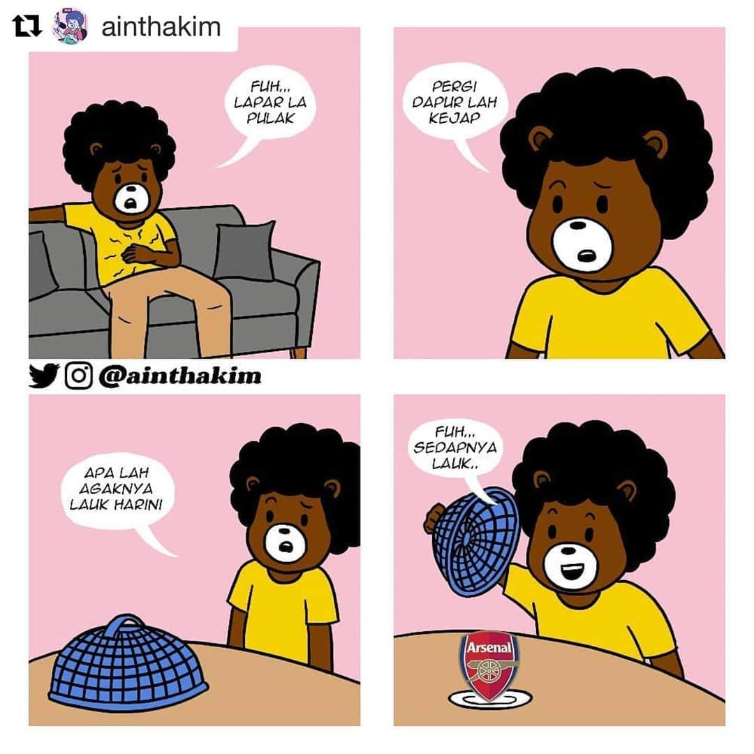 Koleksi Komik Malaysiaさんのインスタグラム写真 - (Koleksi Komik MalaysiaInstagram)「#Repost @ainthakim with @get_repost ・・・ SWIPE FOR ENGLISH VERSION ▶ - Korang berbuka apa kejap lagi? Abang makan juadah 4rsena1 je ni. Kompem kenyang sampai esok. (Tag kawan korg yg minat Arsenal) - - Tags: #gengkomik #komikmalaysia #komikpendek #komikkomikmalaysia #ainthakim #KomikBerMuthuTinggi #komikindonesia #Ramadhan #RamadhanMubarak #EuropaLeague #Chelsea #Arsenal #hazard」5月31日 21時14分 - tokkmungg_exclusive