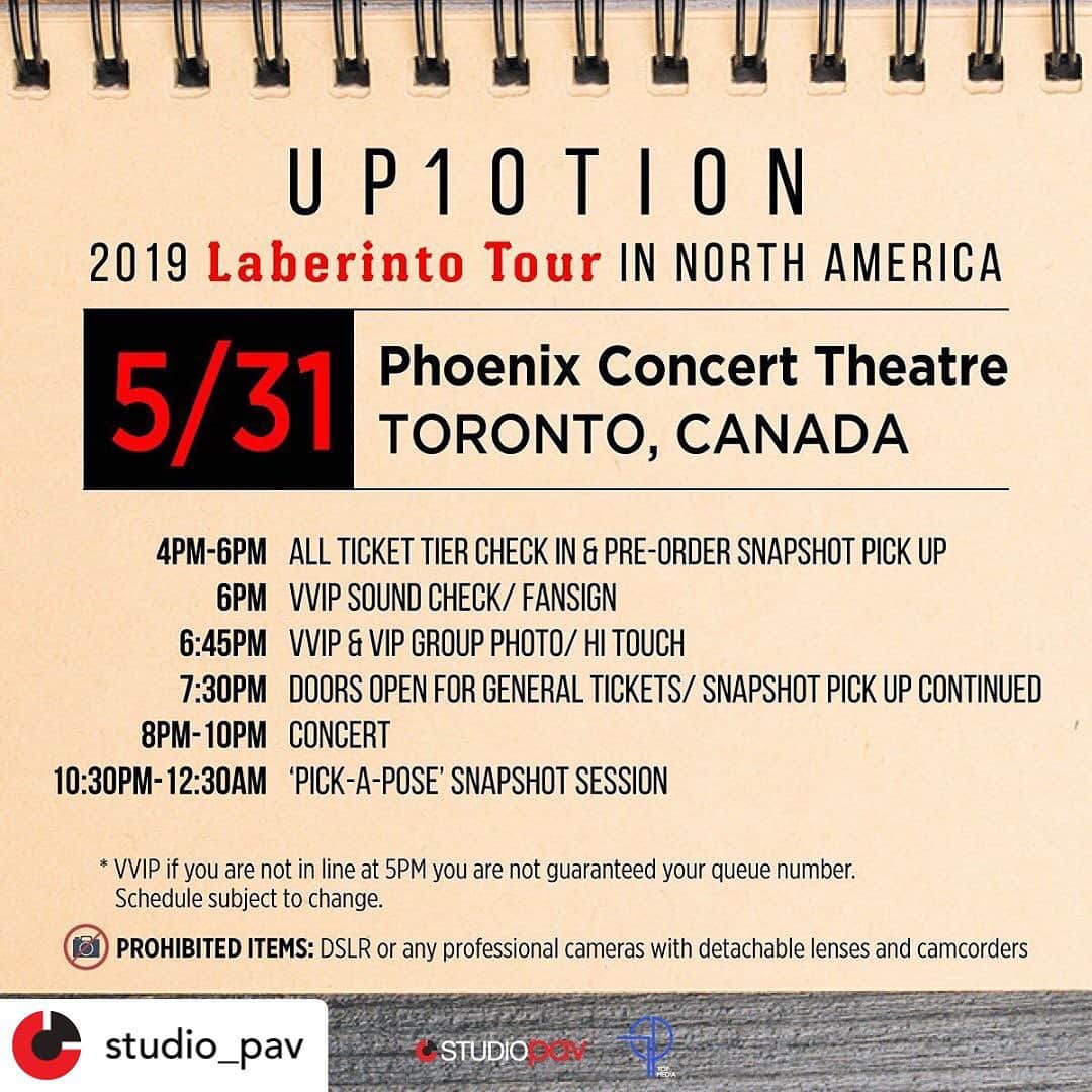 UP10TIONさんのインスタグラム写真 - (UP10TIONInstagram)「🇨🇦TORONTO HONEY10🇨🇦 Remember to save your day show schedule below! VVIP ticket holders please arrive before check-in at 4:00 PM!‬」5月31日 23時52分 - u10t_official