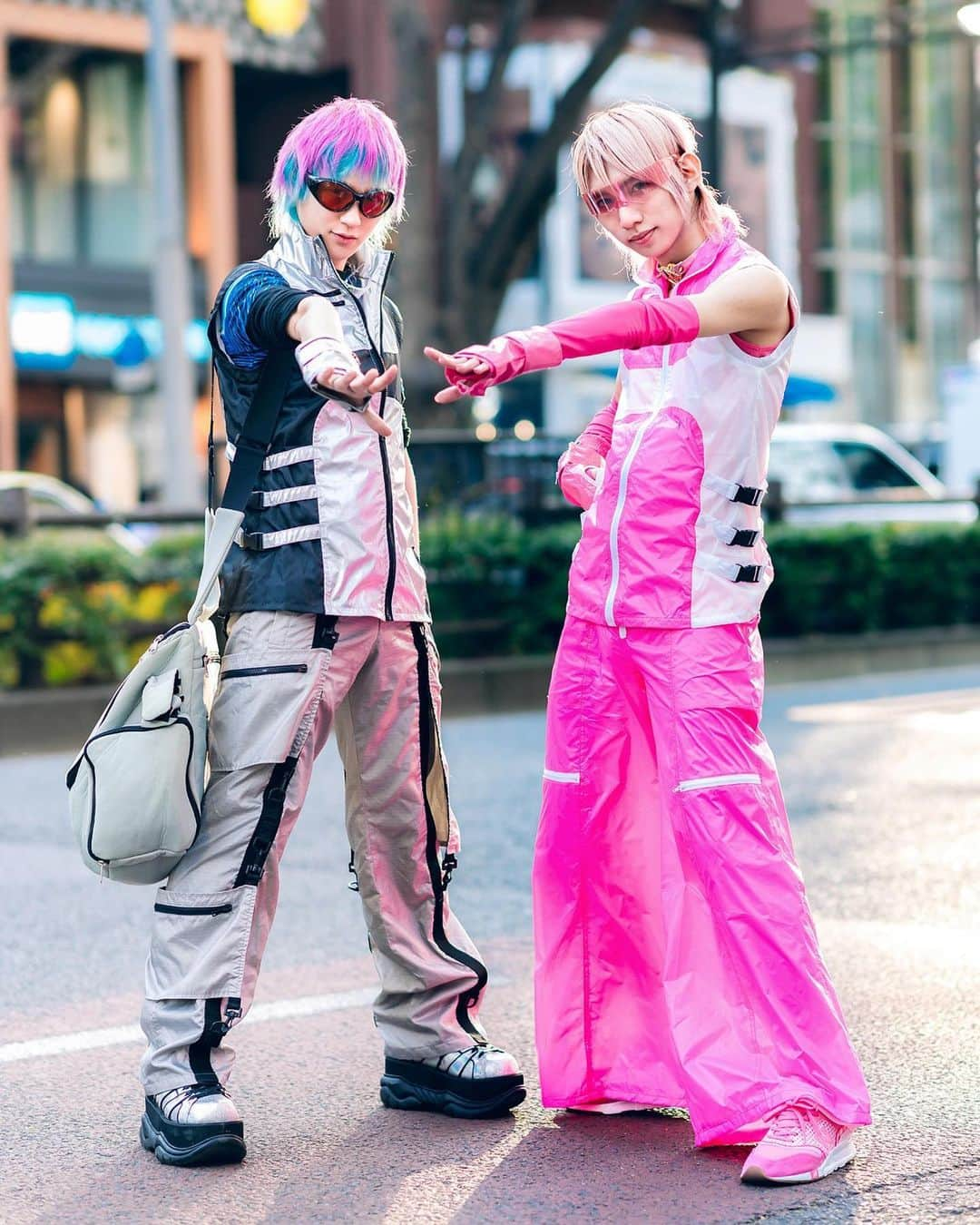 Harajuku Japanさんのインスタグラム写真 - (Harajuku JapanInstagram)「Popular Japanese artist/mangaka Bisuko Ezaki (@5623v) and designer Atch (@achimobee) on the street in Harajuku wearing cyber suits by Aika Electronics with Fotus, Product C, Demonia, and New Balance items.」6月1日 3時15分 - tokyofashion