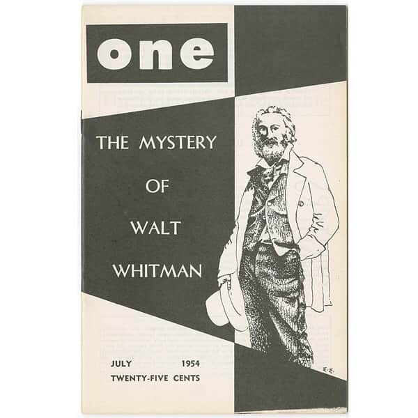 のインスタグラム：「200 years ago today, on May 31, 1819, Walt Whitman is born.  Whitman is best remembered today as a poet, known for his works including “Leaves of Grass,” “O Captain! My Captain!,” and “The Wound Dresser.” During the Civil War, Whitman visited wounded and sick soldiers in Washington, D.C. hospitals.  Today he is also remembered for his romantic relationships with men—making him an icon in LGBTQ history to some. Here he is featured on the cover of the July 1954 magazine of One Magazine, a magazine published by a LGBTQ rights group.  #WaltWhitman #TDIH #OTD #AmericanHistory #LGBTQHistory #Pride #Pride2019 #DCPride #DCHistory #Whitman200 #🏳️‍🌈 #❤🧡💛💚💙💜」