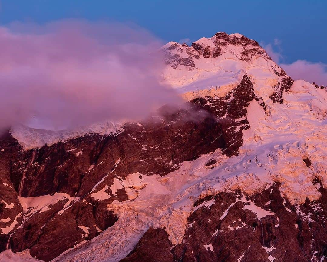 National Geographic Travelさんのインスタグラム写真 - (National Geographic TravelInstagram)「Photo @stephen_matera | An up close and personal view of 10,338' heavily glaciated Mt. Sefton at sunrise, Southern Alps, New Zealand. The Southern Alps are a heavily glaciated range that runs the length of the South Island of New Zealand, with Mt. Cook/Aoraki as the highest peak in New Zealand at 12,218 ft (3,724 meters). The Southern Alps have over 3,000 glaciers, the longest, the Tasman Glacier, is 18 miles (29 km) in length. Follow me @stephen_matera  for more images like this from New Zealand and around the world. #southernalps #mtsefton #newzealand」6月1日 7時14分 - natgeotravel