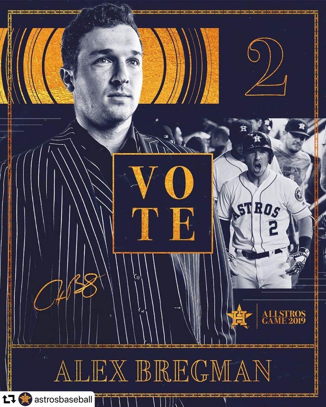 ホセ・アルトゥーベのインスタグラム：「#repost @astrosbaseball ・・・ 2018 ASG MVP looking to go back-to-back. #VoteBregman ➡️ Astros.com/Vote」