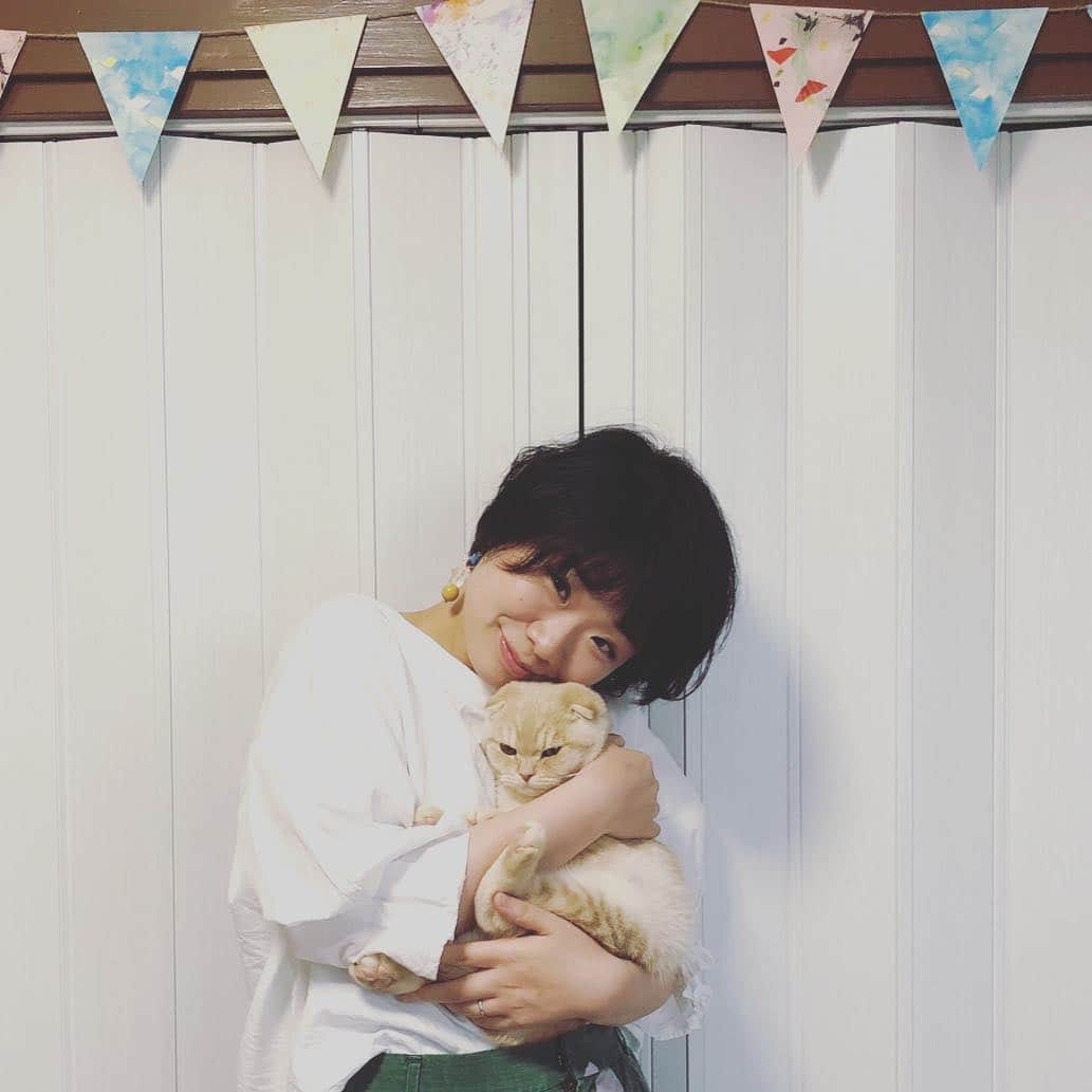 相馬有紀実のインスタグラム：「‪5/30誕生日でした！◯◯歳（笑）！‬ ‪お祝いメッセージもらってにこにこちゃんです╰(*´︶`*)╯♡‬ ‪◯◯歳はチャレンジしますぜよ！‬ ‪お知らせが色々あるのでのちほどアップするぞー✨‬ ‪#スコティッシュ #猫 #ねこ #誕生日 #お知らせ‬」