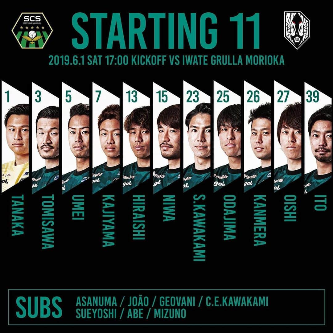 SC相模原さんのインスタグラム写真 - (SC相模原Instagram)「⚽️ Today's starting 11 * * 2019.6.1.sat 17:00kickoff vs いわてグルージャ盛岡 sagamihara gion stadium * #SC相模原#jリーグ#jleague」6月1日 15時36分 - s.c.sagamihara_players