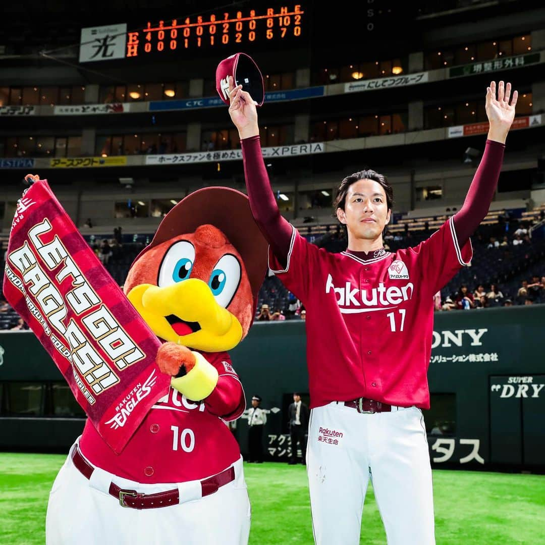 東北楽天ゴールデンイーグルスさんのインスタグラム写真 - (東北楽天ゴールデンイーグルスInstagram)「⚾️ ⚾️H 5-6 E⚾️ お待たせしました‼️岸選手が今季初勝利✨ 初回にブラッシュ選手の16号2ランなどで4点を奪う👍🏼 1点差の7回には島内選手が2点タイムリーヒット🤩 最後は松井選手が3者連続三振で締めて15セーブ目👑 #rakuteneagles #RESTART #日本一の東北へ #岸孝之 #クラッチ #松井裕樹 #島内宏明 #ブラッシュ」6月1日 17時56分 - rakuten_eagles