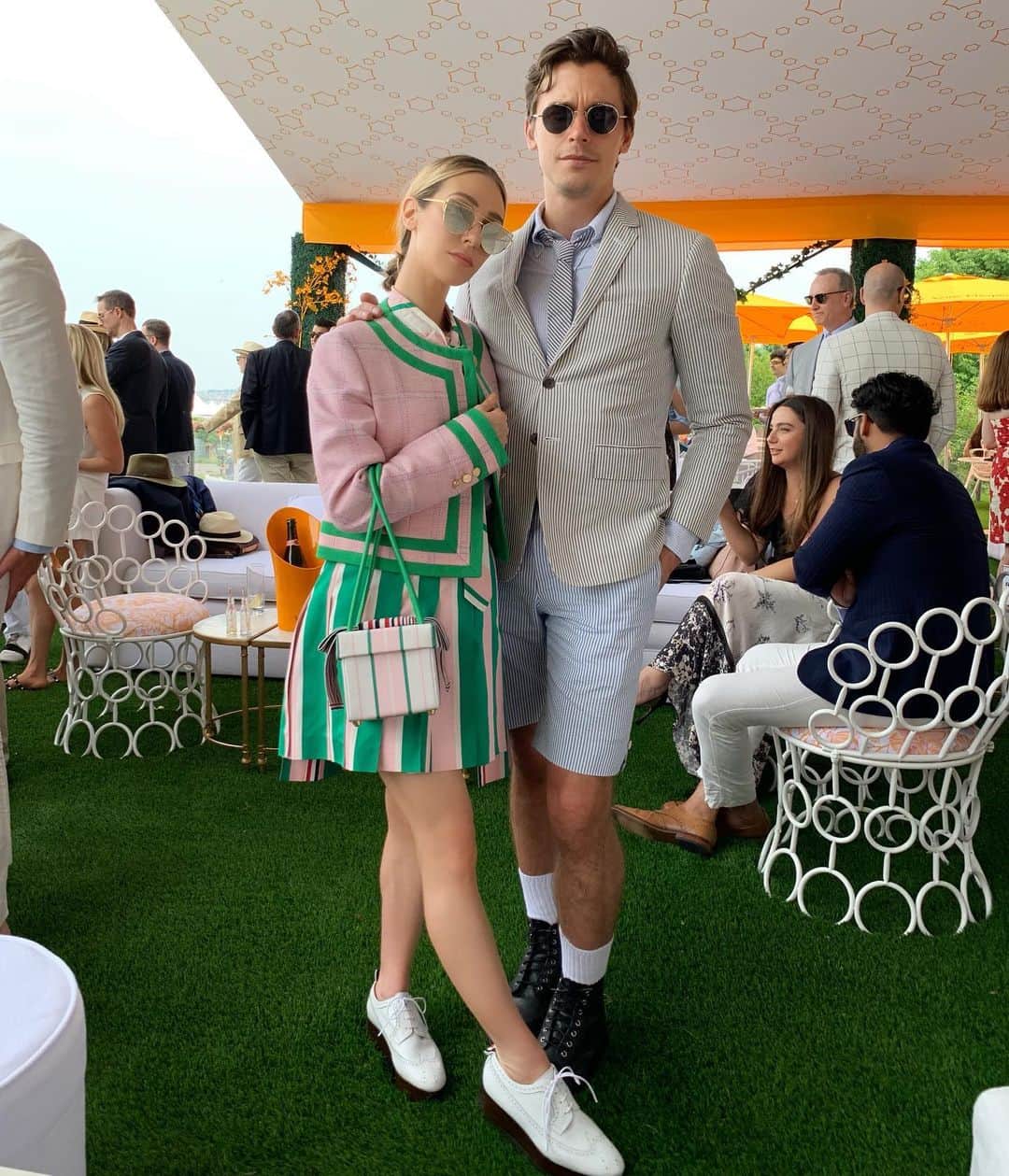 Ashley Avignoneのインスタグラム：「Mom and Dad in @thombrowneny 👫 #veuveclicquotpoloclassic」