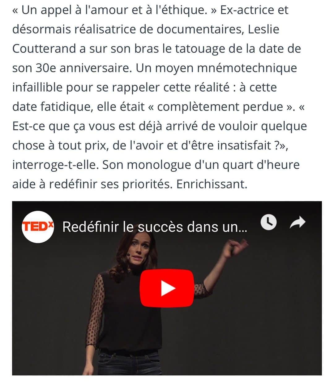Leslie Camila-Roseさんのインスタグラム写真 - (Leslie Camila-RoseInstagram)「Merci 🙏  Merci pour les messages et les témoignages. Merci @tedxlimoges. Ce talk fut le début d’une grande aventure. Lien dans ma bio 👆Si seulement j’avais su que je développerais une plateforme et un programme pour aider à se libérer du conditionnement social et digital, et à trouver du sens derrière nos écrans... je ne l’aurais jamais cru! Comme quoi, s’abandonner et faire confiance à ce que dit son cœur peut réserver de belles surprises! A venir très bientôt @logout_tunein ! . . . . #socialmedia #socialmediaaddiction #socialmediadetox #mindfulness #meaning #mindfulsocialmedia #logoutandtunein #logouttunein #unplug #selflove #values #tedx #speaker #ted」6月2日 6時32分 - leslie_coutterand