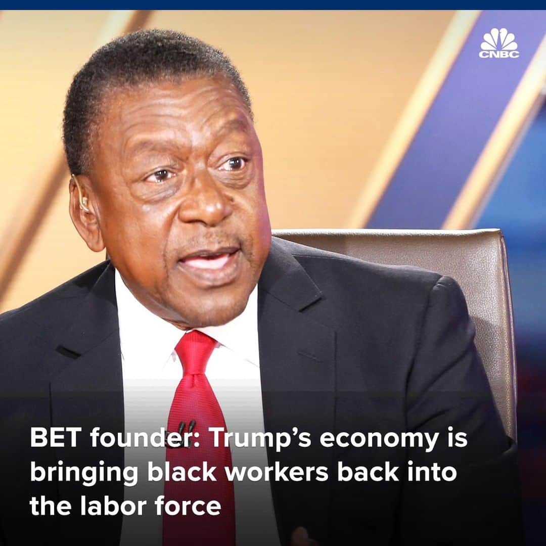 CNBCさんのインスタグラム写真 - (CNBCInstagram)「The growing U.S. economy and improving business environment is bringing black workers back into the labor force, BET founder Robert Johnson tells CNBC.⠀ ⠀ ⠀ “When you look at that, you have to say something is going right,” Johnson says.⠀ ⠀ In January, the Labor Department reported the unemployment rate among black workers was at its lowest since at least the early 1970s, when the government began tracking the data. The unemployment rate for black Americans spiked in January and then fell in February. The rate was unchanged in March at 6.9%.⠀ ⠀ More from Johnson, at the link in our bio.⠀ *⠀ *⠀ *⠀ *⠀ *⠀ *⠀ *⠀ *⠀ #jobs #jobreport #us #economy #unemployment #unemployed #work #useconomy #statistics #chart #data #infographic  #business #businessnews #news #new #cnbc」6月2日 7時05分 - cnbc