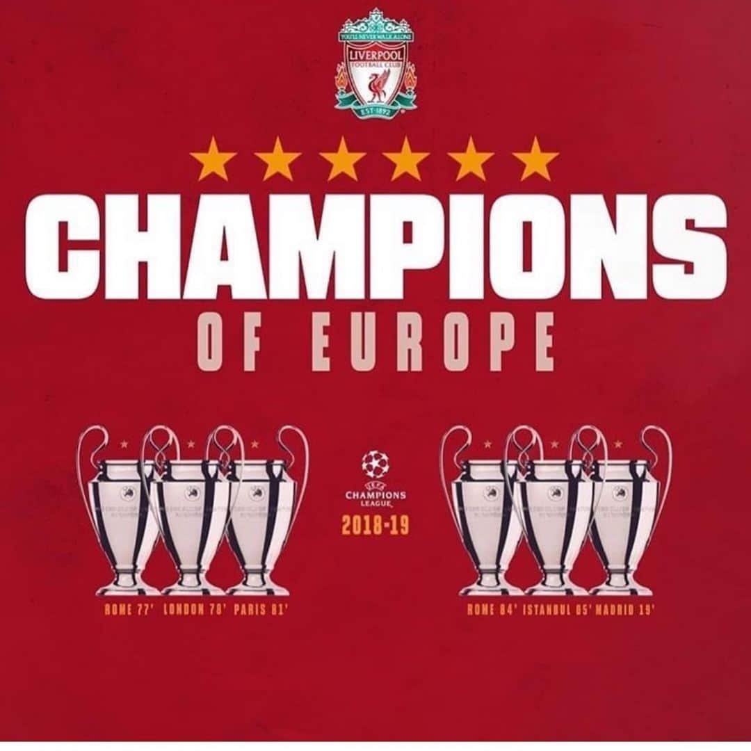 フェルナンド・トーレスのインスタグラム：「Crowned king of Europe X6 🏆 🏆🏆🏆🏆🏆 in my home @wandametropolitano ❤️ So happy for everyone at the club, staff , players and supporters.  Big congratulations @liverpoolfc .Well deserved  #YNWA」