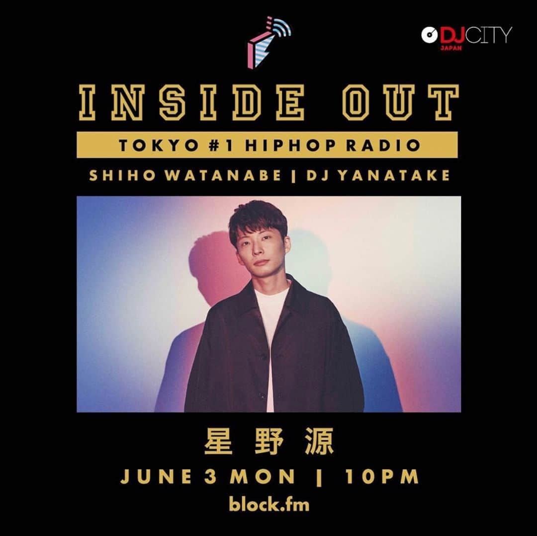 Block.fmさんのインスタグラム写真 - (Block.fmInstagram)「いよいよ明日! 星野源がYANATAKE & SHIHO WATANABEによる番組「INSIDE OUT」に登場! 6月3日(月) 22:00~23:00 ON AIR #blockfm #INSIDE_OUT #星野源」6月2日 18時00分 - blockfm