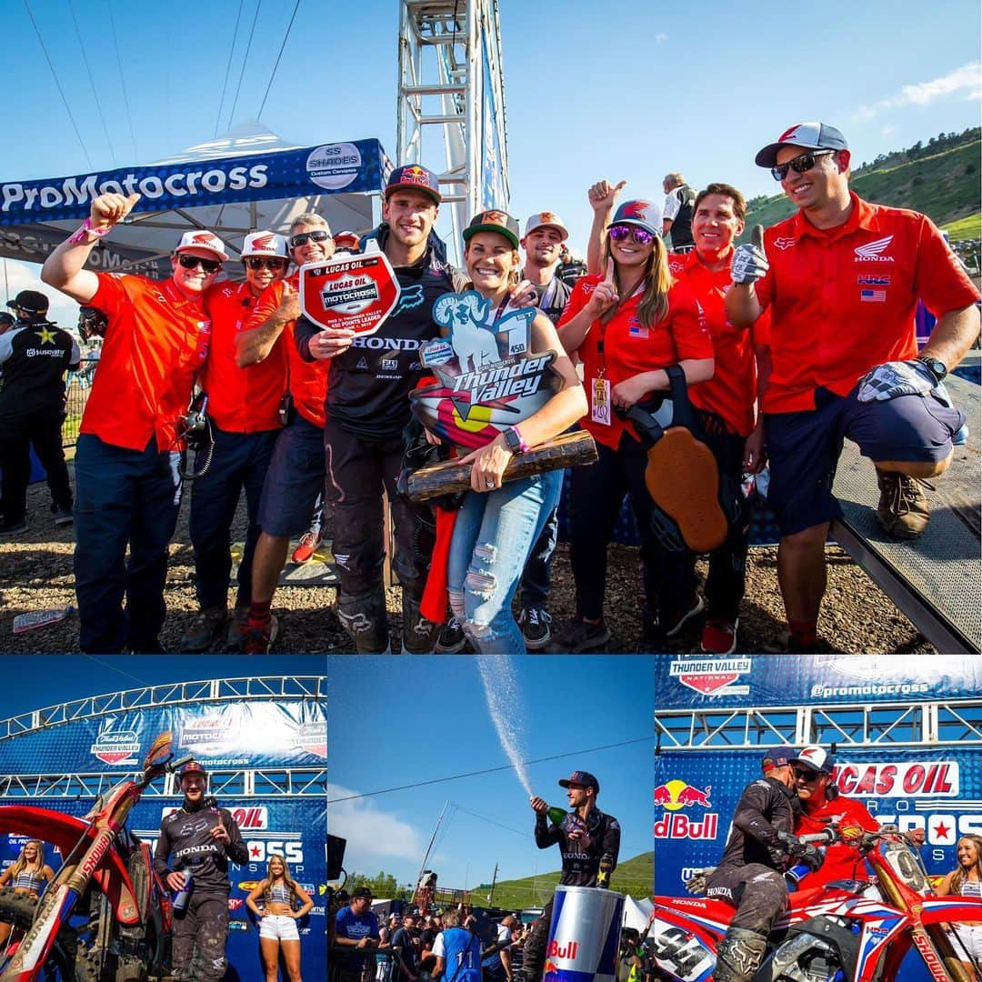 ケン・ロックゼンさんのインスタグラム写真 - (ケン・ロックゼンInstagram)「1-2 for 1st overall in Colorado.🤙🏽 I have to give it up to my @honda_powersports_us crew. After coming  together with a lapper and his fork leg putting a big hole in my ignition cover and losing  a lot of oil. My crew did a quick engine swap and we were ready for moto # 2. Great day! Thank you everyone 🙃 @honda_powersports_us @redbull @foxracing @canyon @stancesocks @breitling @goartofsport」6月2日 11時28分 - kenroczen94