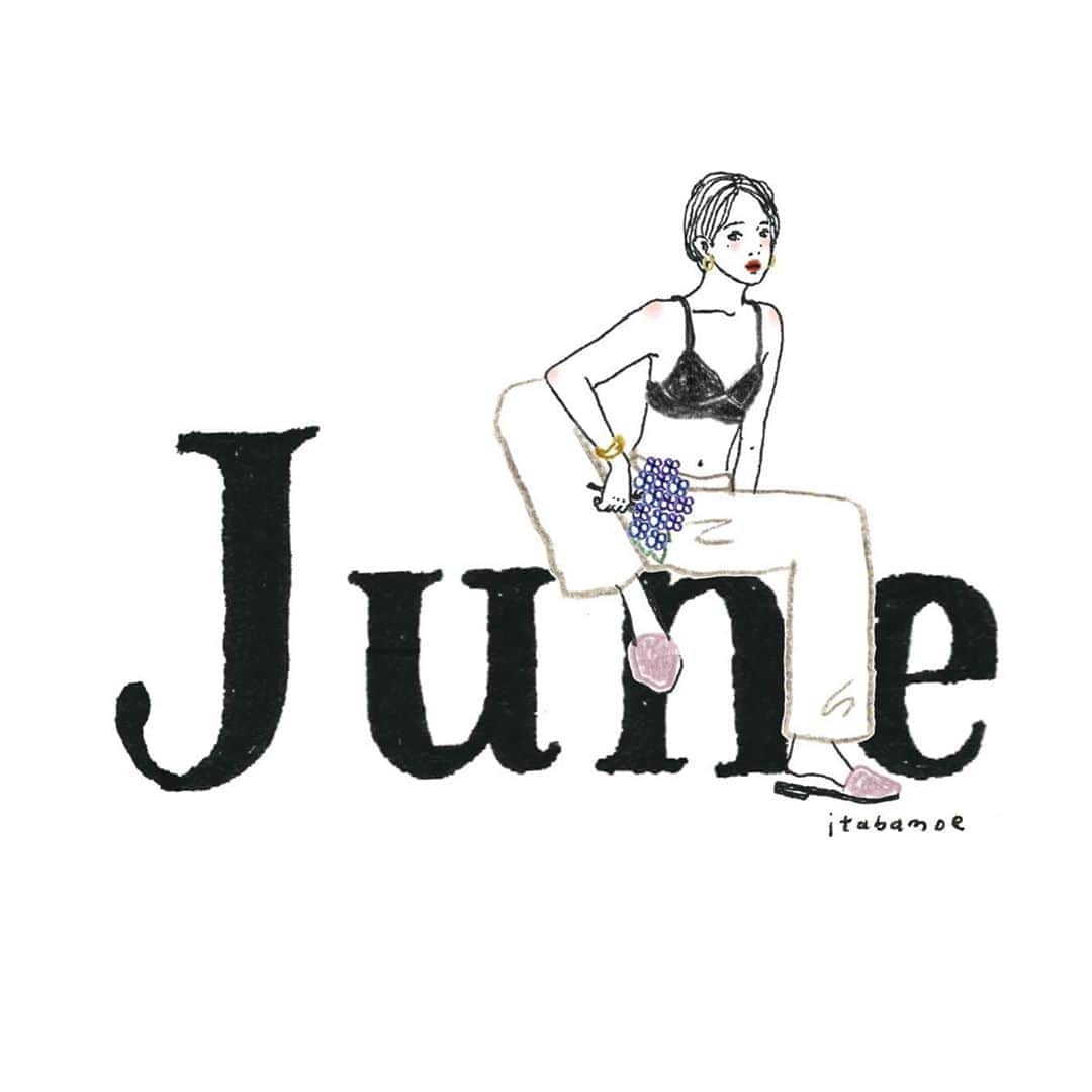 i.e.さんのインスタグラム写真 - (i.e.Instagram)「6月カレンダー、ストーリーにアップしました！ . . 暑くなってくるとショートヘアが気になります。 かわいい位置にホクロがある人。 . .  #イラストレーター  #イラスト  #イタバカレンダー2019」6月2日 15時06分 - itabamoe