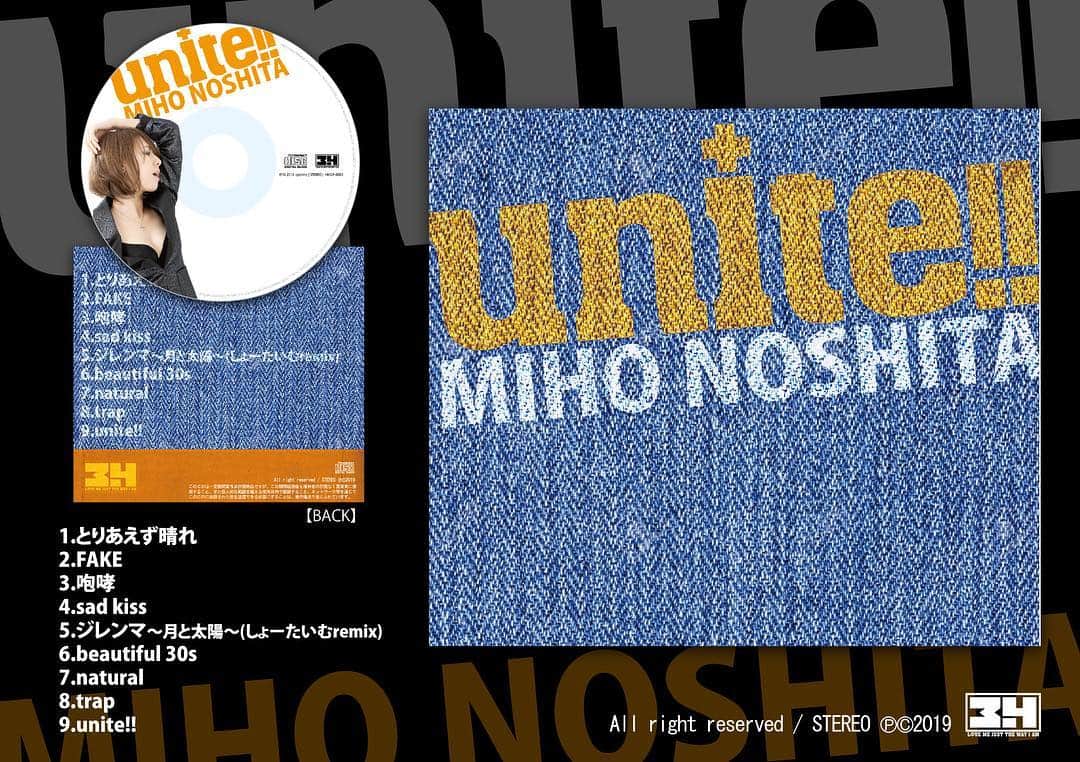 乃下未帆さんのインスタグラム写真 - (乃下未帆Instagram)「【new release】  1st album 「unite!!」 ¥2,500(HMGR-0003)  6/22より発売予定！！」6月2日 15時59分 - noshita34