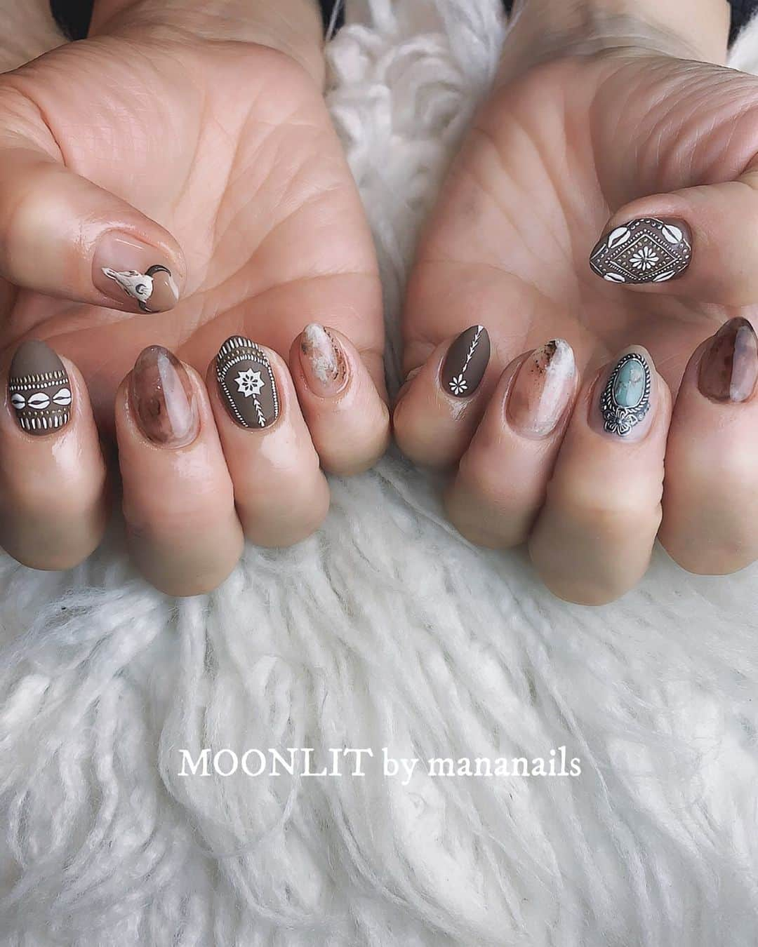 mananailsさんのインスタグラム写真 - (mananailsInstagram)「bohemian🐃 ㅤ ☾150min design」6月2日 16時52分 - mananails