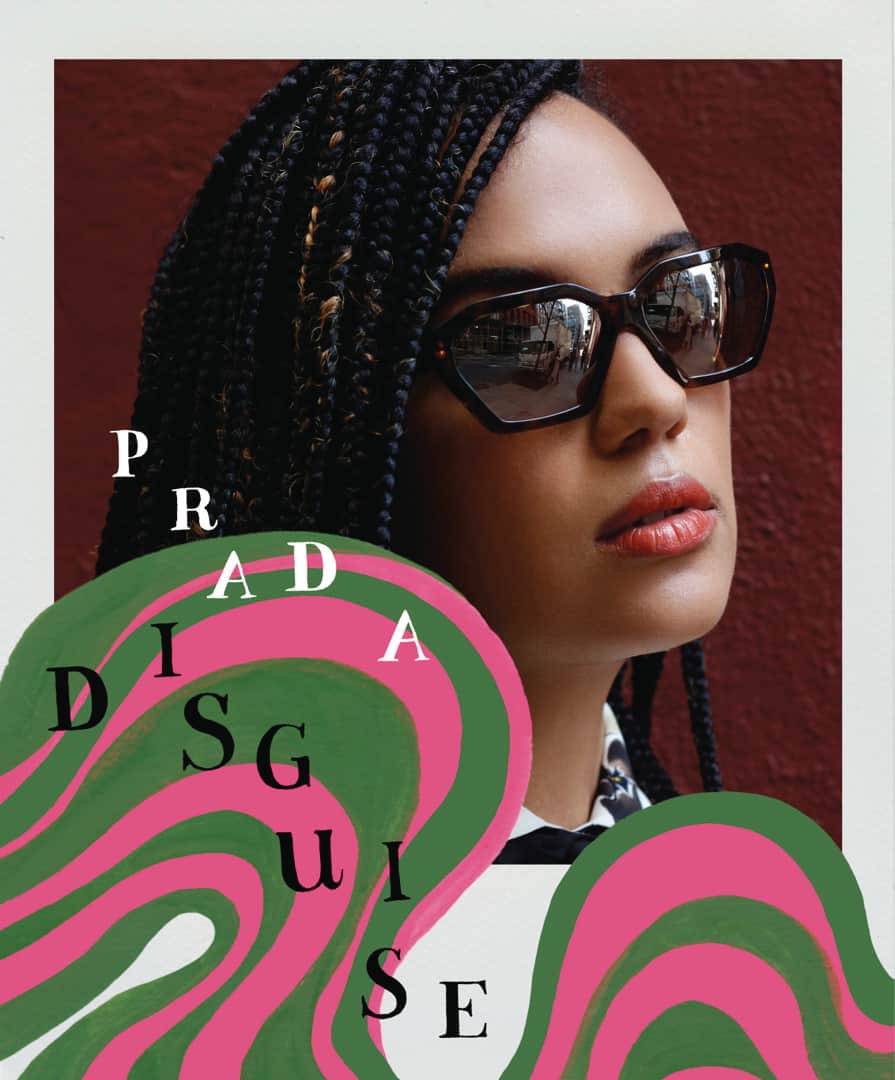 プラダさんのインスタグラム写真 - (プラダInstagram)「A disguise can be a statement. Nora, editor at @manrepeller, poses in #PradaDisguise sunglasses, for a Portrait illustrated by @bijoukarman. Disguise yourself with a personalized #PradaEyewear experience via link in bio. #Prada」6月2日 20時49分 - prada