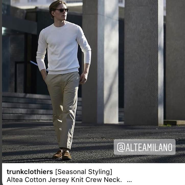アルテアのインスタグラム：「SS19MOOD  #alteamilano #trunkclothiers #manwear #knitwear #fashion #cool #photooftheday #white」