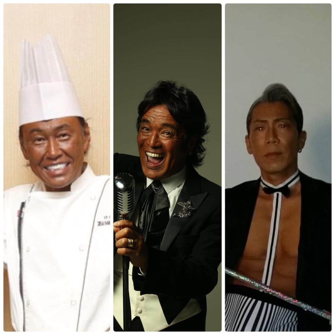 火口秀幸のインスタグラム：「やっぱり 松崎しげる さんが #トップ かなッ  とりあえず #黒い  #茂出木浩司 #松崎しげる #HIDEBOH  #日焼け #吉本坂46 #RED #タンニング  #たいめいけん」