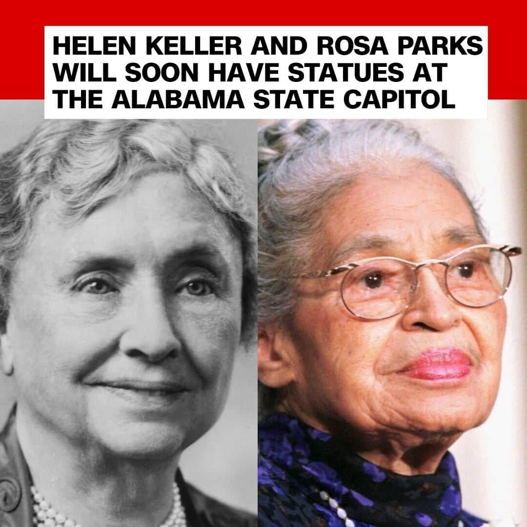 CNNさんのインスタグラム写真 - (CNNInstagram)「Alabama Gov. Kay Ivey this week signed an order for monuments to be erected in honor of civil rights icon Rosa Parks and activist Helen Keller, both natives of the state. Parks famously refused to give up her seat on a Montgomery bus in 1955, which became a pivotal moment in the Civil Rights movement. Keller, who lost her sight and hearing as a toddler, went on to become a political activist, author and speaker. (📸: Getty Images/Hulton Archive)」6月3日 2時00分 - cnn
