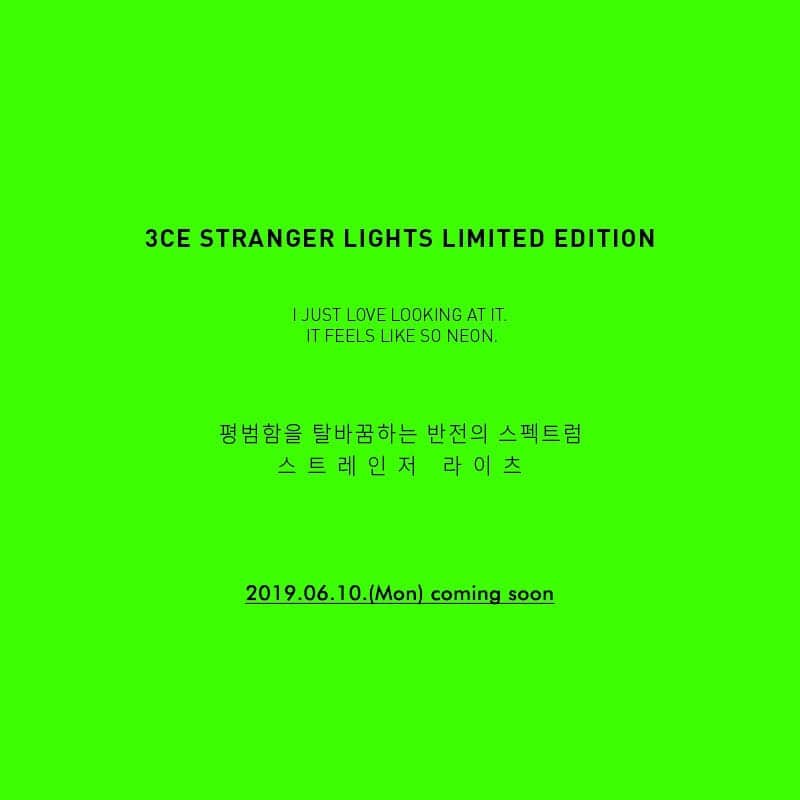 Official STYLENANDAさんのインスタグラム写真 - (Official STYLENANDAInstagram)「#comingsoon 3CE NEON LIMITED EDITION 💚💛🧡 2019.06.10(MON) #stylenanda #3ce」6月3日 12時58分 - houseof3ce