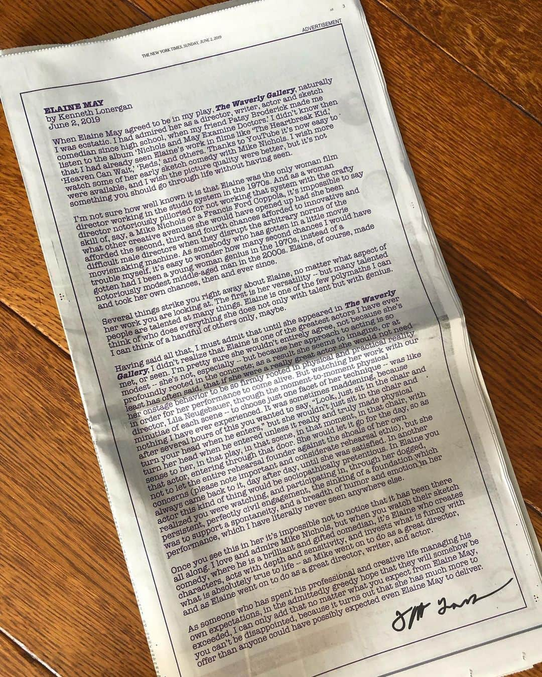 ナンシー・マイヤーズさんのインスタグラム写真 - (ナンシー・マイヤーズInstagram)「I don’t think I’ve ever seen or read anything quite like this ad in today’s @nytimes. A man in our business celebrating the talent and genius of a woman in our business AND getting how difficult that road in Hollywood was for her. Usually it’s women celebrating other women. (If they don’t, who will?) And men fawning over other men. (A favorite Hollywood pastime). This is fantastic!」6月3日 9時36分 - nmeyers