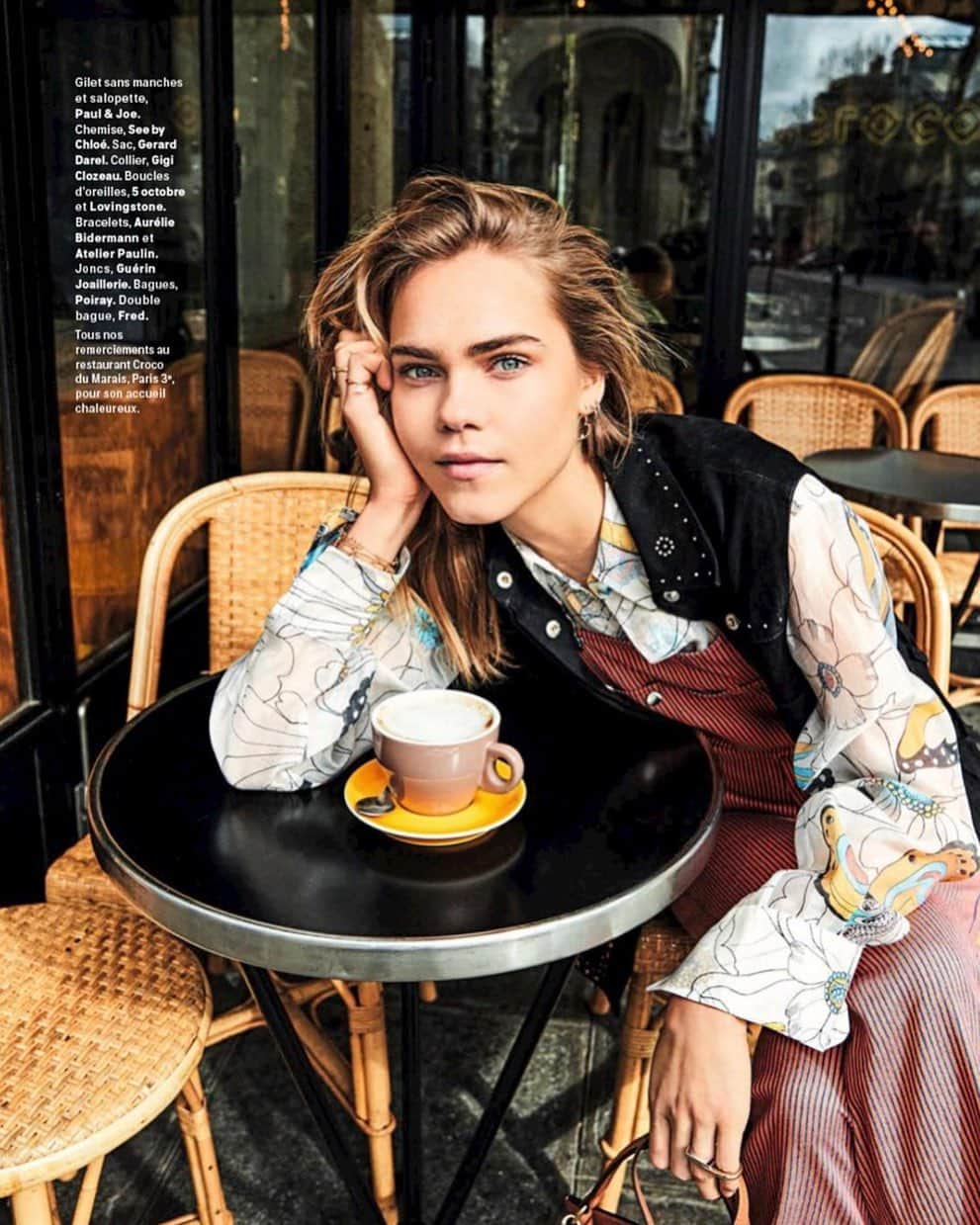 ポール&ジョーさんのインスタグラム写真 - (ポール&ジョーInstagram)「Coffee please. Our nevada dungaree and pericles jacket from #ss19 in @ellefr」6月3日 22時47分 - paulandjoeparis