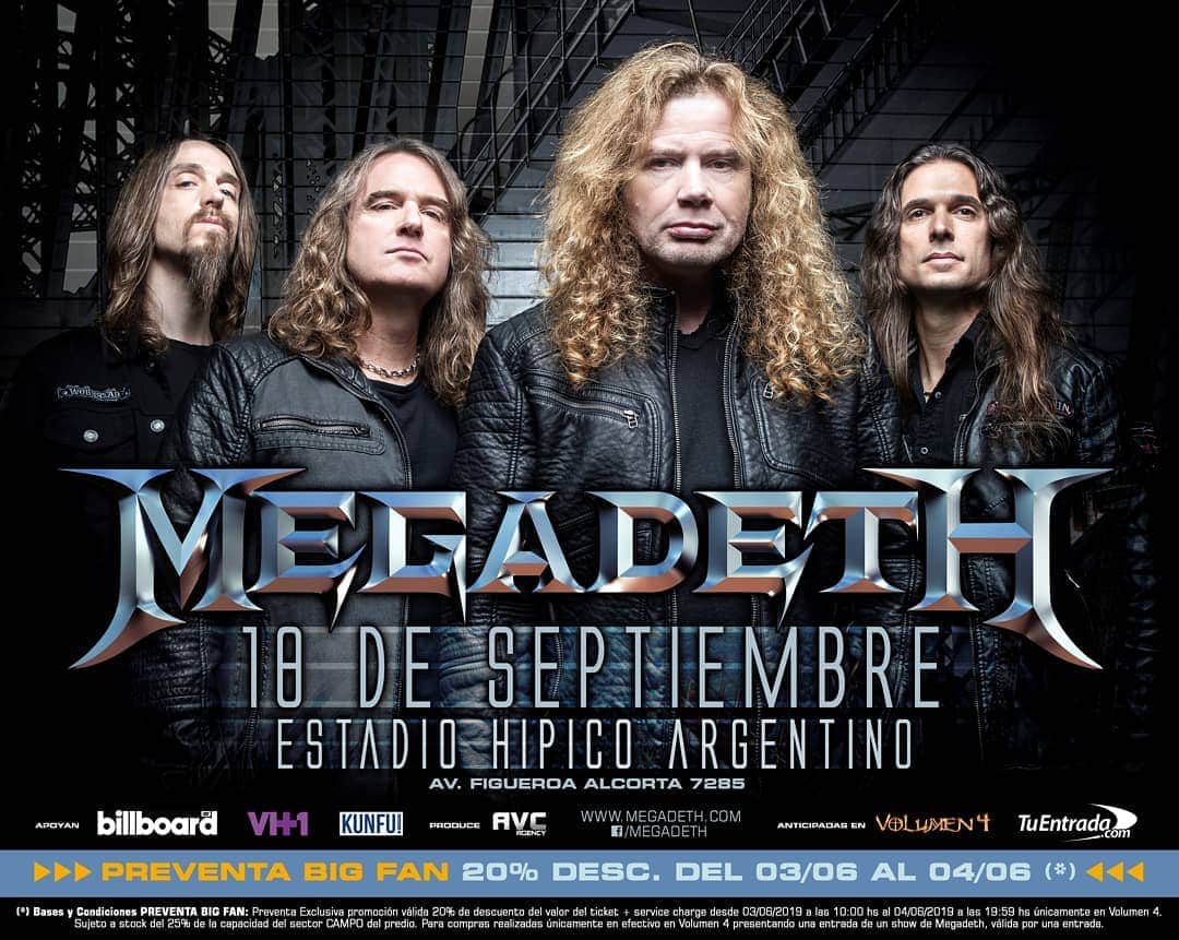 Megadethさんのインスタグラム写真 - (MegadethInstagram)「Buenos Aires! See you on September 18 at Estadio Hipico Argentino! Tickets go on sale June 5 megadeth.com/tour  Buenos Aires! Nos vemos el 18 de septiembre en Estadio Hípico Argentino! Entradas en venta a partir del miércoles 5 de junio en megadeth.com/tour」6月4日 0時40分 - megadeth