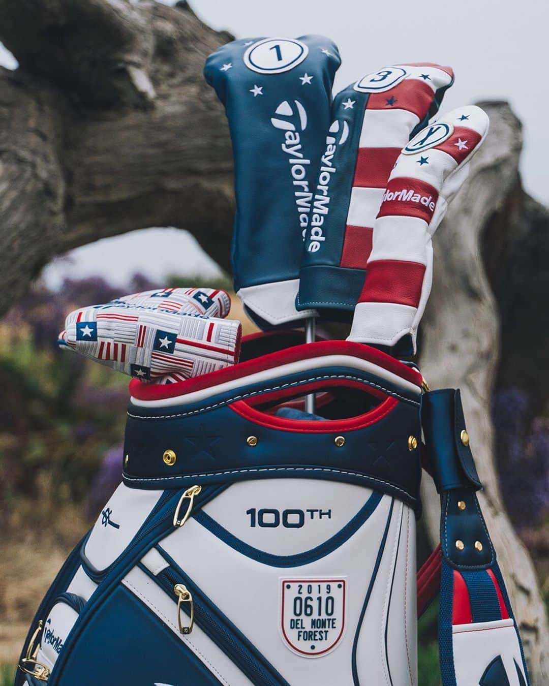 テーラーメイド ゴルフさんのインスタグラム写真 - (テーラーメイド ゴルフInstagram)「Stars and Stripes for Monterey.  Our 2019 #USOpen staff bag and accessories pay homage to Pebble Beach's centennial, 17-Mile Drive and the famous cypress on the course's finishing hole. Hit the link in our bio to shop now.」6月4日 1時00分 - taylormadegolf