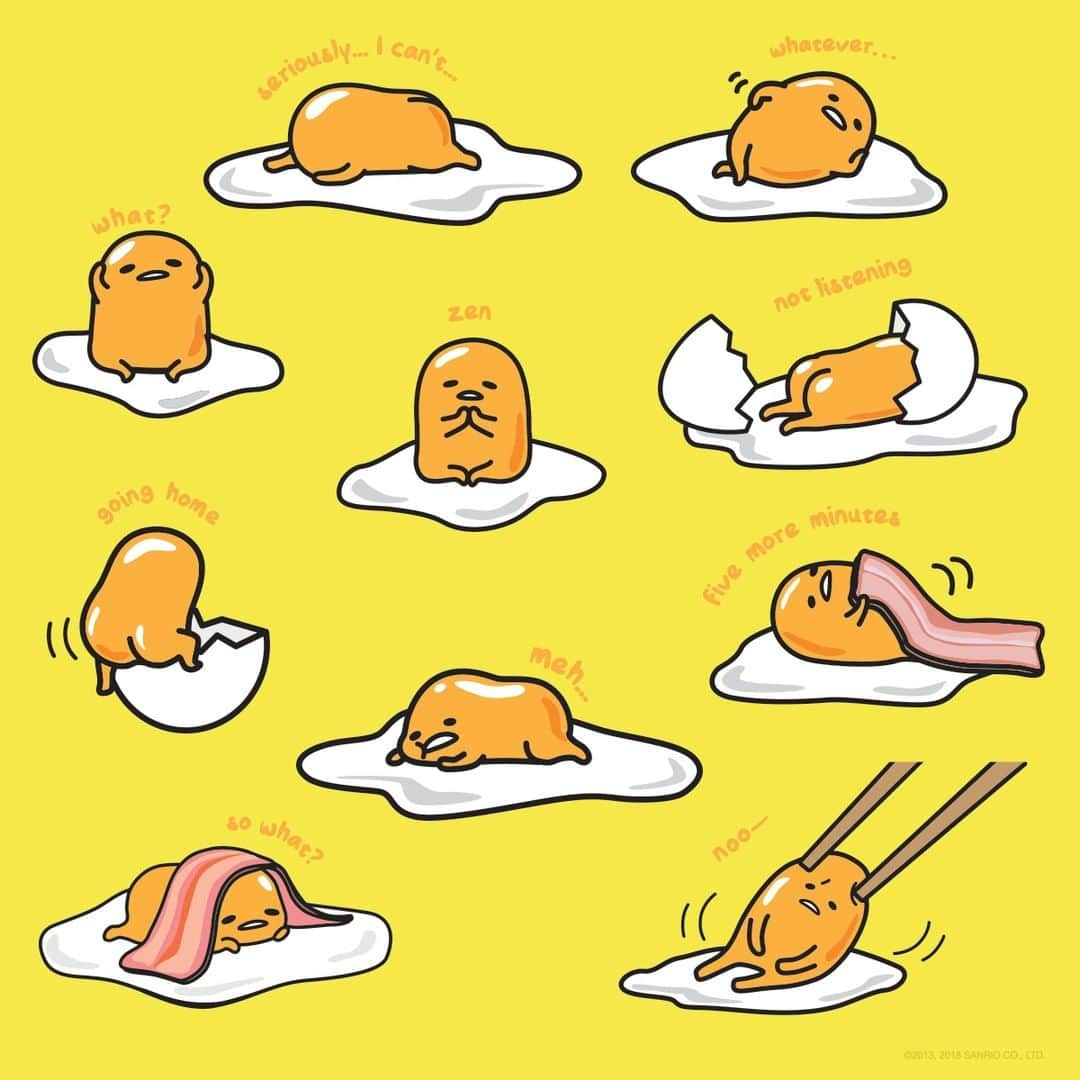 ぐでたまさんのインスタグラム写真 - (ぐでたまInstagram)「happy #nationaleggday... which #gudetama are you? 🍳」6月4日 1時01分 - gudetama