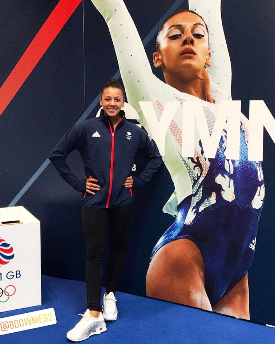 レベッカ・ダウニーのインスタグラム：「Always a special day getting @teamgb kit 🇬🇧 This time for my first European Games in Minsk. A few more weeks of prep still to go but I can’t wait to be back competing, doing more than just bars 🙌🏽 & it’s always an honour to be a part of the Team GB family ♥️」