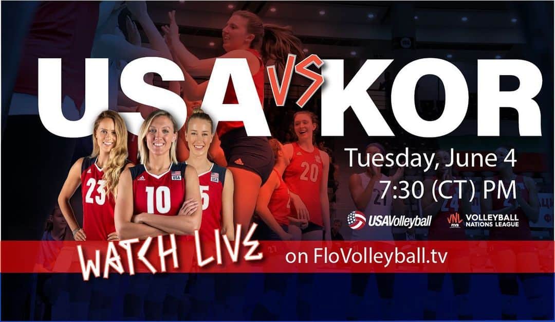 USA Volleyballさんのインスタグラム写真 - (USA VolleyballInstagram)「One more sleep! 🙌 - - - USA fans set your ⏰ for tomorrow, 7:30pm (CT), @usavwnt kicks off #VNL in Lincoln vs Korea! 📺 on @flovolleyball and @nbcsports! 🎟 in our bio!」6月4日 3時12分 - usavolleyball